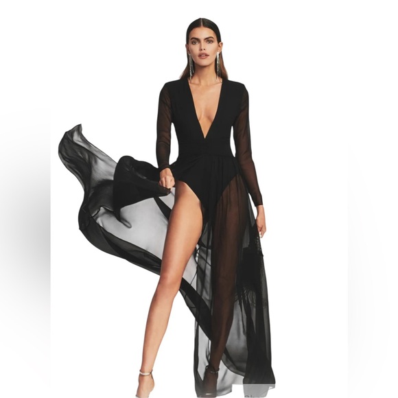 Retrofete ANGELA SILK CHIFFON DRESS in black NWT S
